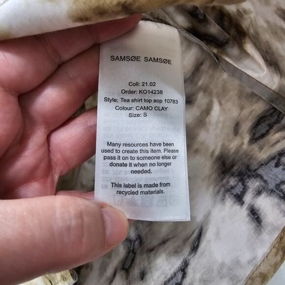 SAMSØE Samsoe Camo Clay Sleeveless Button Down Tea Shirt Small - Picture 6 of 13